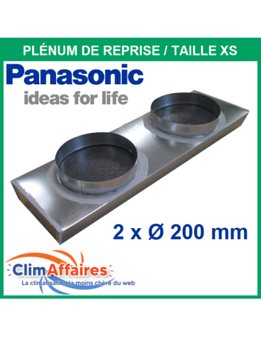 Panasonic - Plénum de reprise isolé M1 en acier galvanisé - Pour gainable CS-Z50/60 - Taille XS - Diamètres piquages 2x200 mm