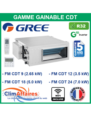 GREE Unités Intérieures - Free Match - GAINABLE CDT - R32 - FM CDT 9 / FM CDT 12 / FM CDT 18 / FM CDT 24