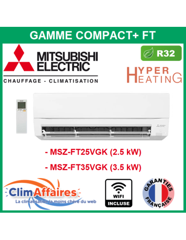 Mitsubishi Unités Intérieures - Compact+ - R32 - MSZ-FT25VGK / MSZ-FT35VGK + WIFI