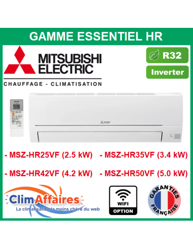 Mitsubishi Mural Inverter - Essentiel MSZ-HR - R32 - MSZ-HR25VF / MSZ-HR35VF / MSZ-HR42VF / MSZ-HR50VF
