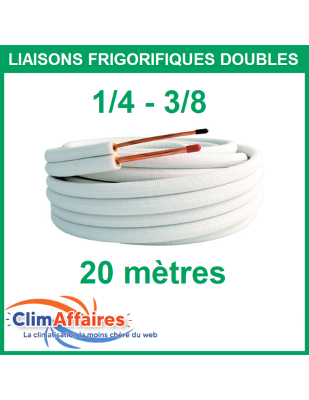 Liaisons Frigorifiques Cuivre Isolées Double - 1/4 - 3/8 - M1 - 20 mètres