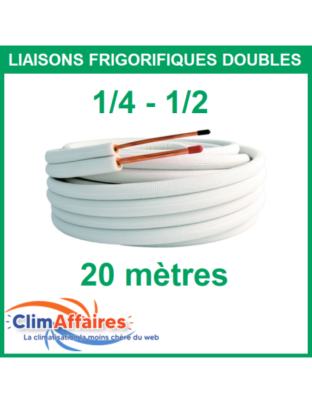 Liaisons Frigorifiques Cuivre Isolées Double - M1 1/4 - 1/2 - 20 mètres