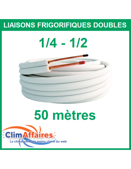 Liaisons Frigorifiques Cuivre Isolées Double - M1 1/4 - 1/2 - 50 mètres