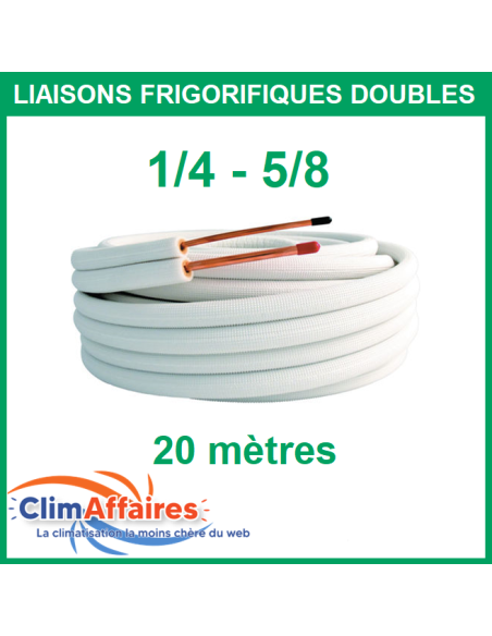 Liaisons Frigorifiques Cuivre Isolées Double - 1/4 - 5/8 - M1 - 20 mètres