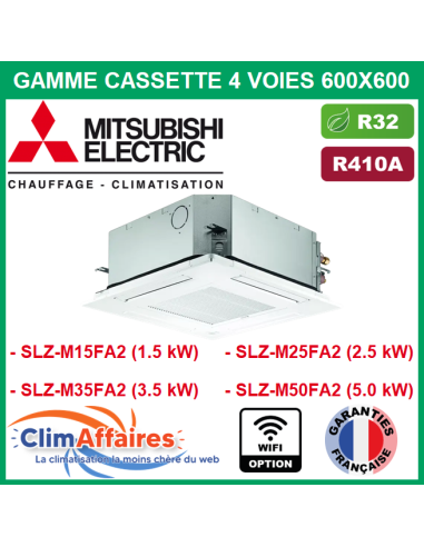 Mitsubishi Unité Intérieure Cassette 4 voies Inverter - 600 x 600 - SLZ-M15FA / SLZ-M25FA / SLZ-M35FA / SLZ-M50FA