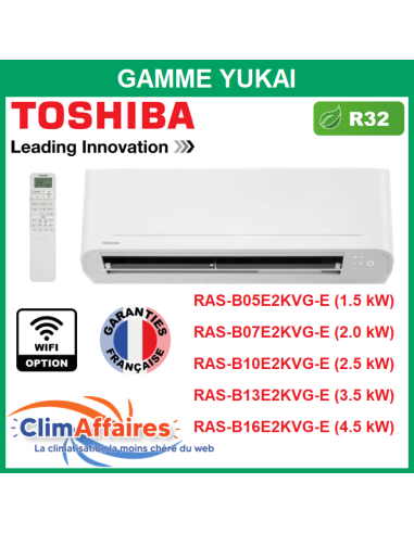 Toshiba Unité Intérieure YUKAI R32 - RAS-B05E2KVG-E / RAS-B07E2KVG-E / RAS-B10E2KVG-E / RAS-B13E2KVG-E / RAS-B16E2KVG-E