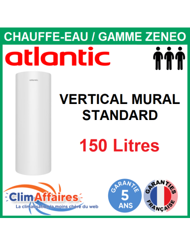 Chauffe-Eau Électrique Atlantic - Gamme ZÉNÉO - Vertical Mural 150 Litres - 153111