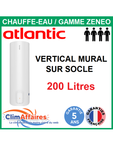 Chauffe-Eau Électrique Atlantic - Gamme ZÉNÉO - Vertical sur socle 200 Litres - 154317