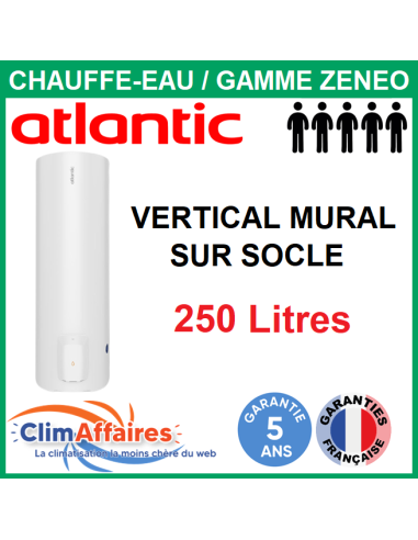 Chauffe-Eau Électrique Atlantic - Gamme ZÉNÉO - Vertical sur socle 250 Litres - 154318
