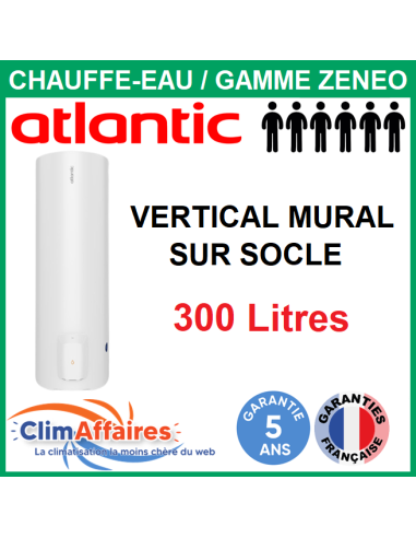 Chauffe-Eau Électrique Atlantic - Gamme ZÉNÉO - Vertical sur socle 300 Litres - 154319