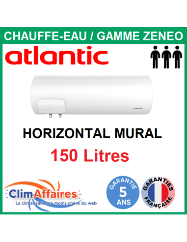 Chauffe-Eau Électrique Atlantic - Gamme ZÉNÉO - Horizontal Mural 150 Litres - 155412