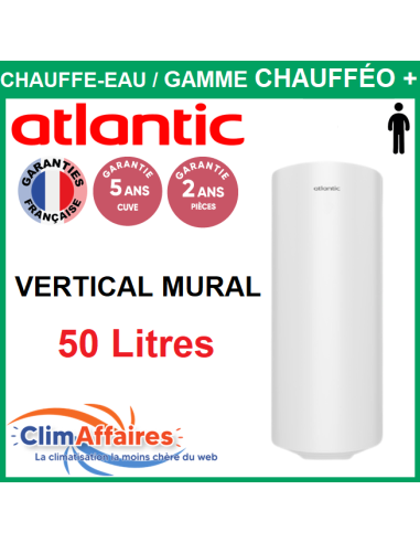 Chauffe-Eau Électrique Atlantic ACI Hybride - Gamme chauffeo plus - Vertical Mural 50 Litres - 053005
