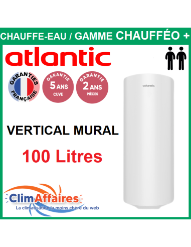 Chauffe-Eau Électrique Atlantic ACI Hybride - Gamme chauffeo plus - Vertical Mural 100 Litres - 053015