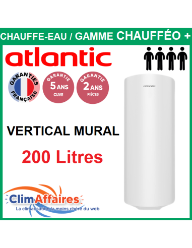 Chauffe-eau électrique vertical mural stéatite 200 L