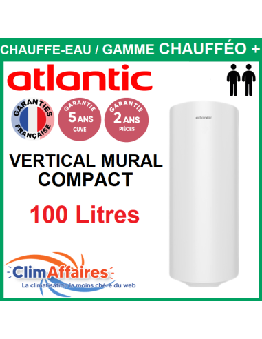 Chauffe-Eau Électrique Atlantic ACI Hybride - Gamme chauffeo plus - Vertical Mural Compact 100 Litres - 053040