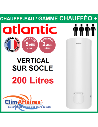 Chauffe-Eau Électrique Atlantic ACI Hybride - Gamme chauffeo plus - Vertical sur Socle 200 Litres - 053021