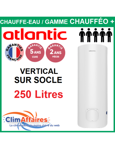 Chauffe-Eau Électrique Atlantic ACI Hybride - Gamme chauffeo plus - Vertical sur Socle 250 Litres - 053022