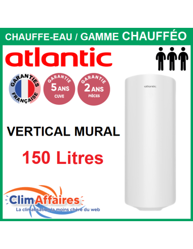 Chauffe-Eau Électrique Atlantic ACI Hybride - Gamme chauffeo - Vertical Mural 150 Litres - 021116