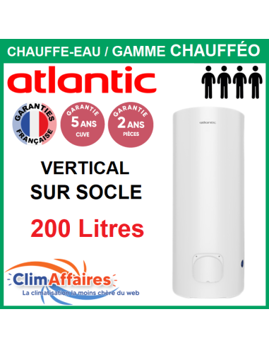Chauffe-Eau Électrique Atlantic - CHAUFFÉO - Vertical Socle - 200 L
