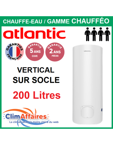 Chauffe-Eau Électrique Atlantic ACI Hybride - Gamme chauffeo - Vertical sur Socle 200 Litres - 022121