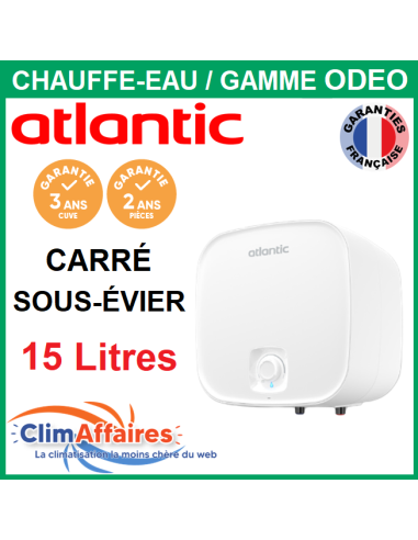 Chauffe-Eau Électrique Atlantic ACI Hybride - Gamme Odeo - Carré sous évier 15 Litres - 821502