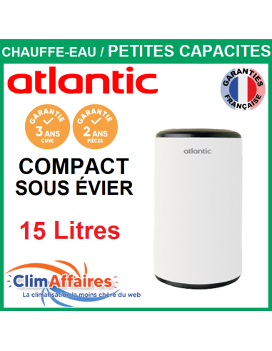 Chauffe-Eau Électrique Atlantic Petite Capacité Compact Sous Évier 15L