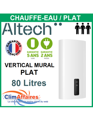 Chauffe-Eau Électrique Plat Altech Multiposition - 80 L - 4022033