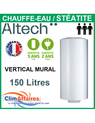 Chauffe-Eau Électrique Altech Stéatite Vertical Mural 150 L - 6151239
