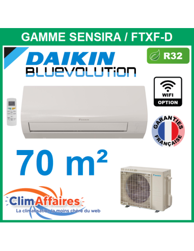 Daikin Climatiseur Monosplit Inverter Réversible - SENSIRA BLUEVOLUTION - R32 - FTXF71D + RXF71D (7.1 kW)