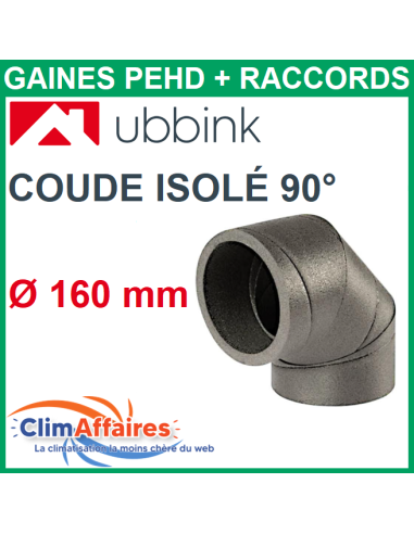 Coude à 90° PEHD Rigide Aerfoam Isolé UBBINK - Diamètre 160 mm - 188225