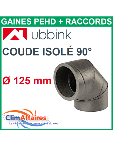 Coude à 90° PEHD Rigide Aerfoam Isolé UBBINK - Diamètre 125 mm - 188263