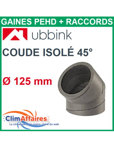 Coude à 45° PEHD Rigide Aerfoam Isolé UBBINK - Diamètre 125 mm - 188262