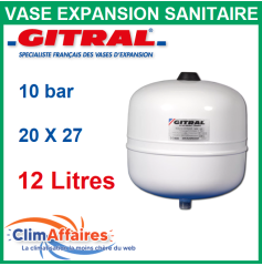 Vase d'expansion sanitaire 25 l (pour chauffe-eau de 200 à 300 l) EQUATION