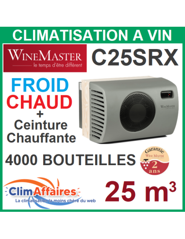 Climatiseur à vin monobloc - Winemaster Fondis - C25SRX + ceinture chauffante (25m3)