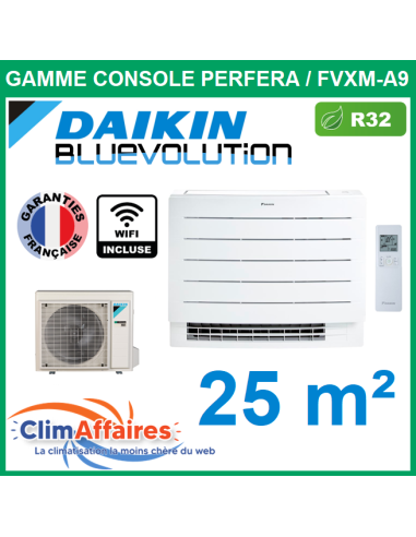 Daikin Climatisation Monosplit Inverter Réversible - CONSOLE PERFERA BLUEVOLUTION + WIFI - R32 - FVXM25A9 + RXM25R9 (2.5 kW)
