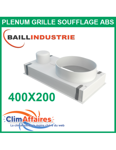 Baillindustrie - Plénum ABS pour grille de soufflage double déflexion 400x200 mm