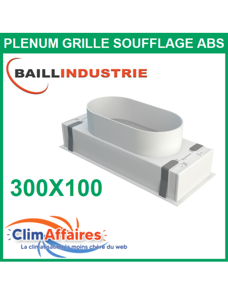 Baillindustrie - Plénum ABS pour grille de soufflage double déflexion - 300x100 mm - PLSABS300X100