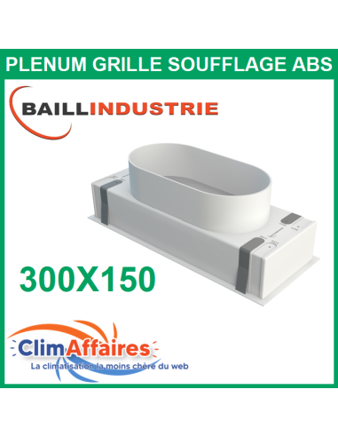 Baillindustrie - Plénum ABS pour grille de soufflage double déflexion - 300x150 mm