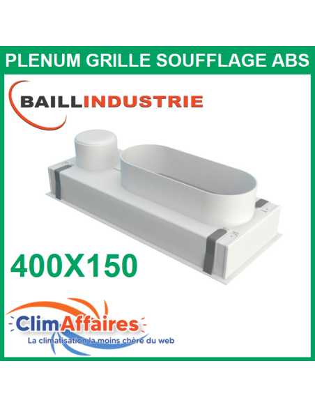 Baillindustrie - Plénum ABS pour grille de soufflage double déflexion - 400x150 mm - PLSABS400X150