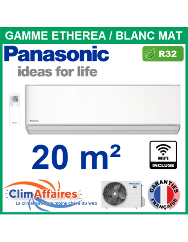 Panasonic Climatisation - ETHEREA Blanc mat - R32 - CS-Z20XKEW + CU-Z20XKE (2.0 kW) - Climatiser 20 m²