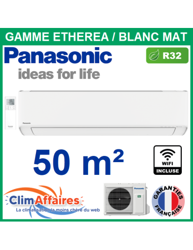Panasonic Climatisation - ETHEREA Blanc mat - R32 - CS-Z50XKEW + CU-Z50XKE (5.0 kW) - Climatiser 50 m²
