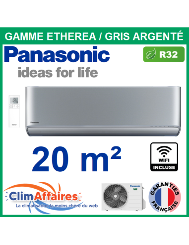 Panasonic Climatisation - ETHEREA Gris Argenté - R32 - CS-XZ20XKEW + CU-Z20XKE (2.0 kW) - Climatiser 20 m²