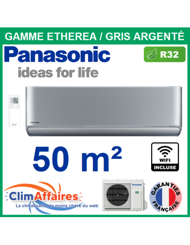 Panasonic Climatisation - ETHEREA Gris Argenté - R32 - CS-XZ50XKEW + CU-Z50XKE (5.0 kW) - Climatiser 50 m²