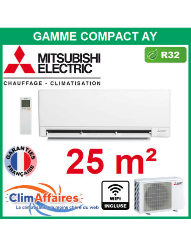 Mitsubishi Climatiseur COMPACT AY - MSZ-AY25VGK + MUZ-AY25VG + WIFI