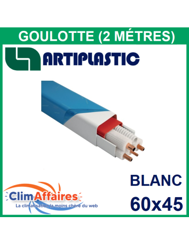 ARTIPLASTIC, Goulotte 60x45 mm longueur 2 mètres, couleur blanche (0612BCF-W)