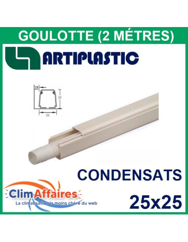 ARTIPLASTIC, Goulotte condensats 25x25 mm longueur 2 mètres, couleur ivoire (0312BC)