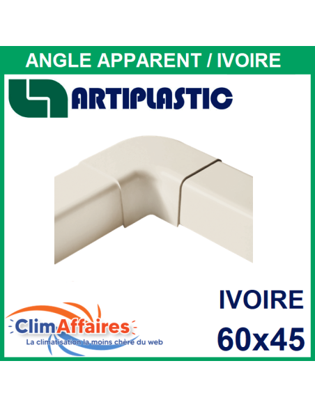 Angle apparent / Coude 90° pour raccord goulotte 60x45 mm - Ivoire (0607CP)
