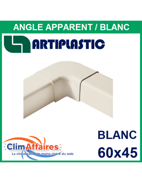 Angle apparent / Coude 90° pour raccord goulotte 60x45 mm - Blanc (0607CP-W)