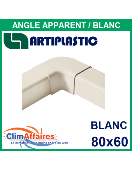 Angle apparent / Coude 90° pour raccord goulotte 80x60 mm - Blanc (0807CP-W)