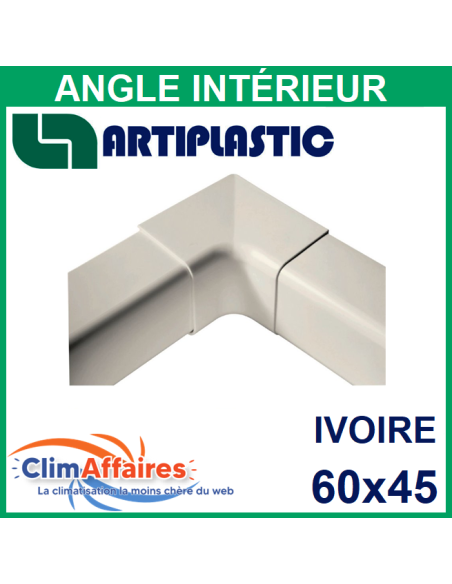 Angle intérieur pour raccord goulotte 60x45 mm - Ivoire (0605AI)